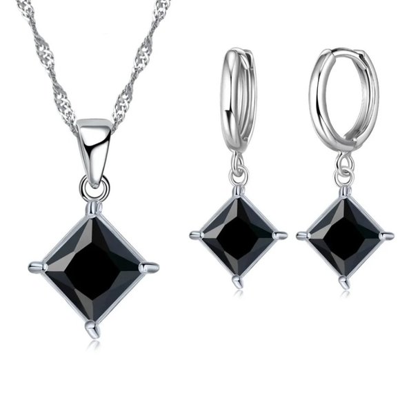 Jewelry - ❤️ Earrings With Necklace Set Bundle Square 925 Sterling Silver